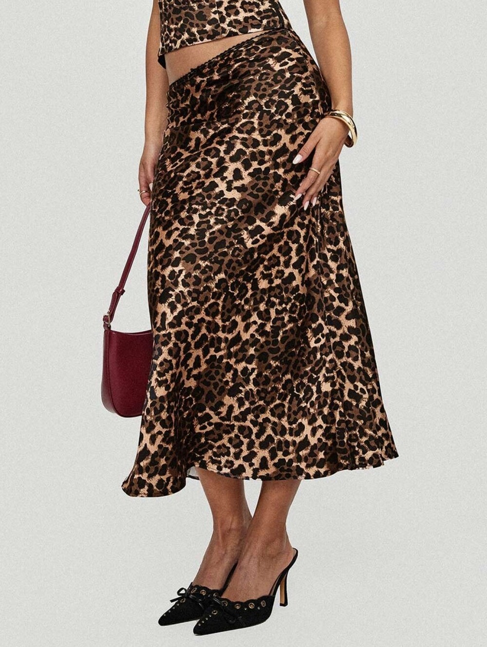 Leopard Print 90s Style Slip Skirt